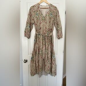 Tallulah & Hope Patterned Maxi Dress with Belt Size 4